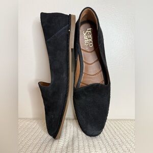 Franco Sarto Jasmine Black Suede Slip-On Loafers in size 7.5